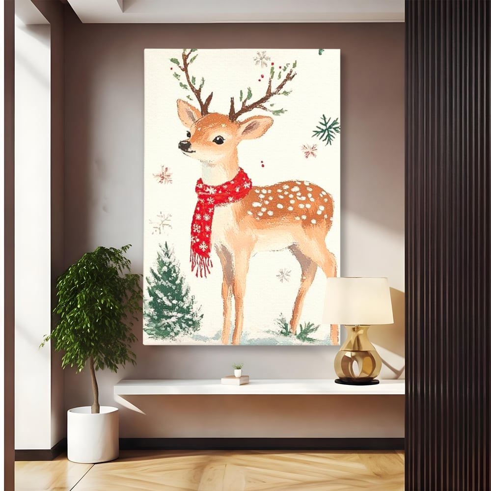 Tablou canvas cu tablou canvas cu ren festiv, fara rama, pe sasiu de lemn